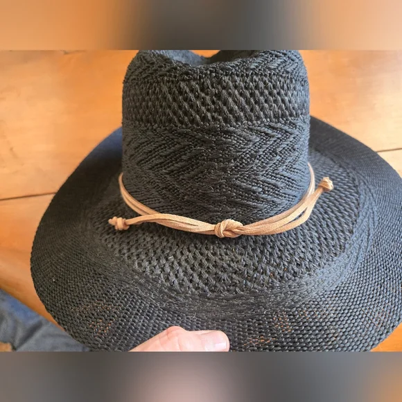 🖤 Grand C.C Women’s Black Crochet-Style Cowboy Hat – Western Boho - Picture 4 of 8